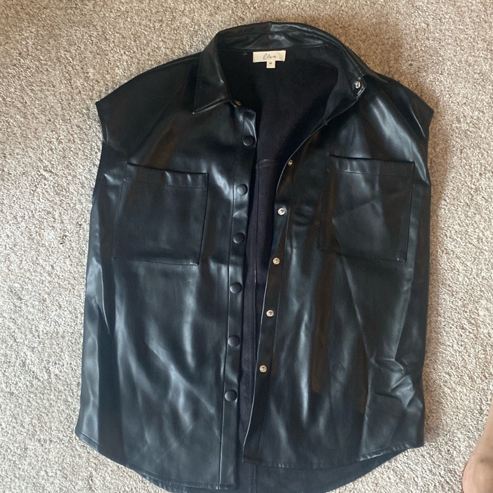 Elan faux leather sleeveless jacket/vest